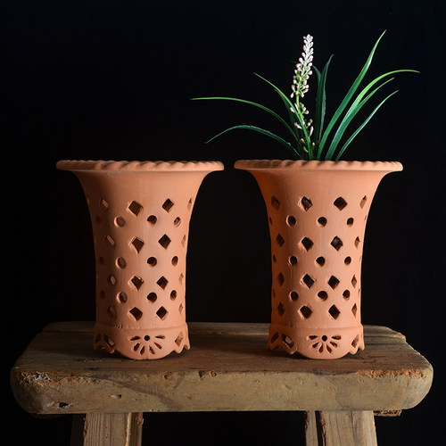 吸水红陶泥日本花盆富贵兰风兰盆