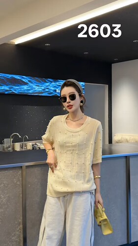 【4.11慧姐大码女装】2026新款针织上衣DDPR2603珠-7040