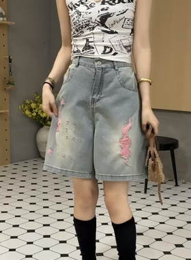 【6.9慧姐大码女装】2026新款彩底牛仔短裤MSCP8613-
