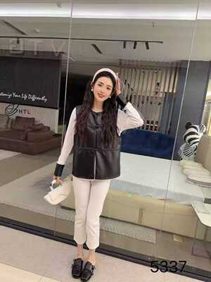 【3.5慧姐大码女装】2026新款皮马甲套装DTT5337-