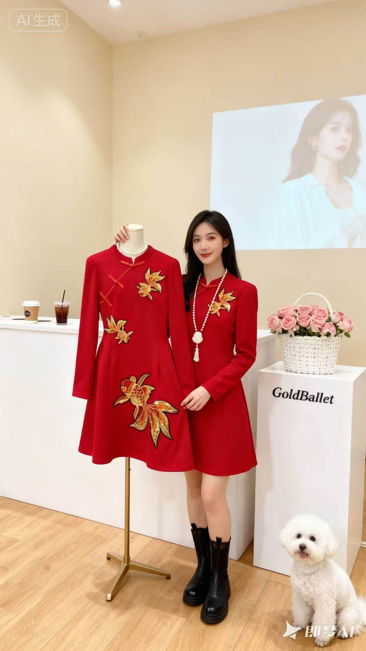 【12.3慧姐大码女装】2025新款鲤鱼连衣裙HM妹10090-