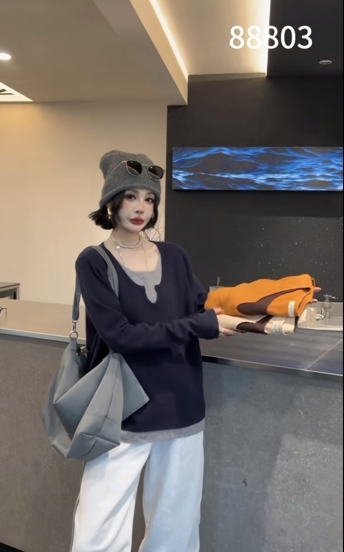 【12.6慧姐大码女装】2025新款针织上衣DDPR88803-7155