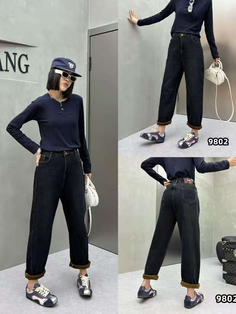 【10.29慧姐大码女装】2025新款牛仔加绒裤子NN9802