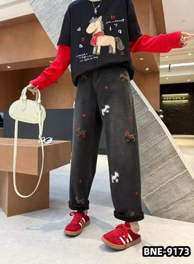 【12.1慧姐大码女装】2025新款刺绣牛仔裤BNE9173-