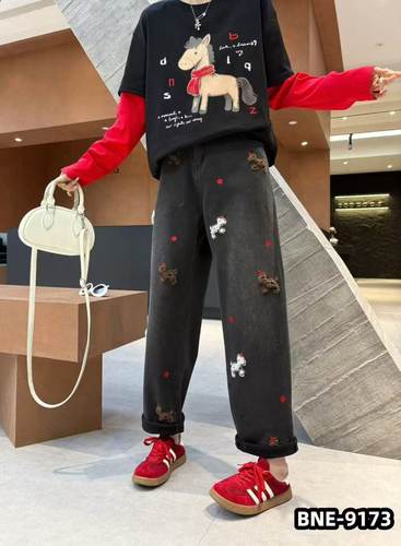 【12.1慧姐大码女装】2025新款刺绣牛仔裤BNE9173-
