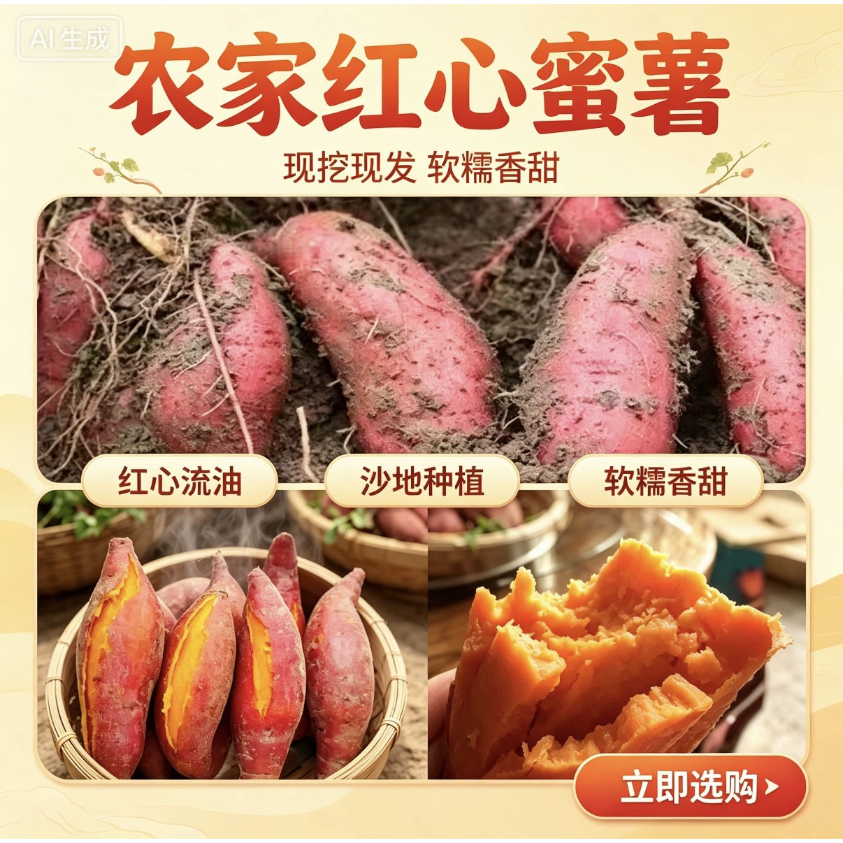 梅州蕉岭新鲜红薯高山红薯正宗黄番薯