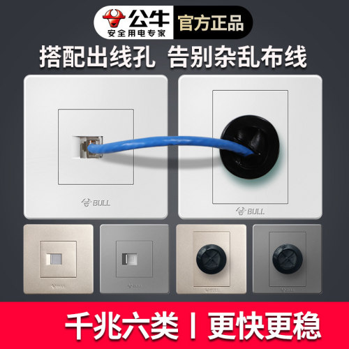六类网线插座面板86型电脑公牛