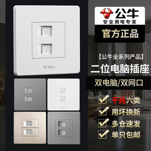 公牛二位双电脑网线8686型两位