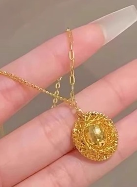 新款金包银鸽子蛋吊坠精致项链女时尚大气百搭锁骨套链女友老婆