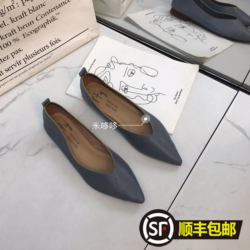 巨显瘦尖头浅口V口时尚设计平底鞋百搭舒适软皮瓢鞋单鞋开车鞋在类目 女鞋, 低帮鞋中 - 来自Buy2taobao.com提供专业的淘宝代购服务