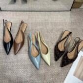 美拉德豹纹包头凉鞋 气质尖头单鞋 仙女鞋 夏季 子2024新款 小众高跟鞋