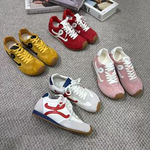 罗家真皮版德训鞋女2025年春小众时髦平底复古阿甘休闲运动鞋