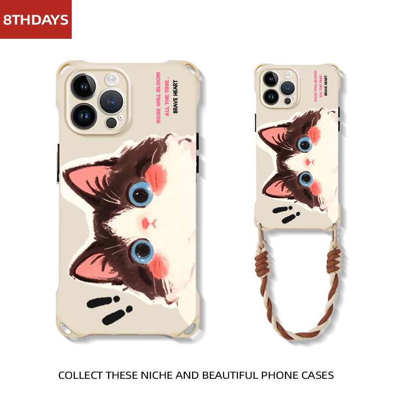 适用苹果16卡通带挂绳斜挎手机壳