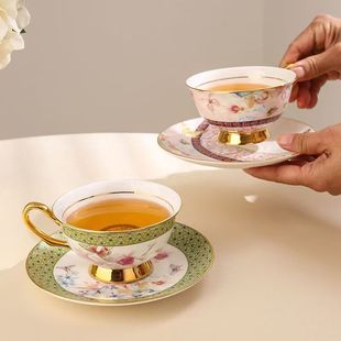 田园风下午茶轻奢花恋蝶l咖啡杯碟家用花茶杯陶瓷咖啡杯套装 英式
