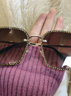 墨镜水钻百搭显瘦户外方形太阳镜