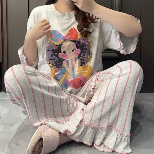 短袖长裤睡衣孕妇大码睡裙女