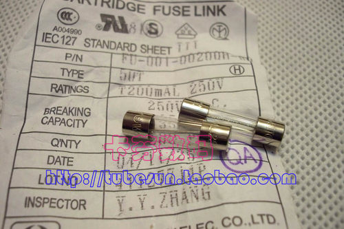 T200ma 250V 5mmX20m 进口保险丝 保险管