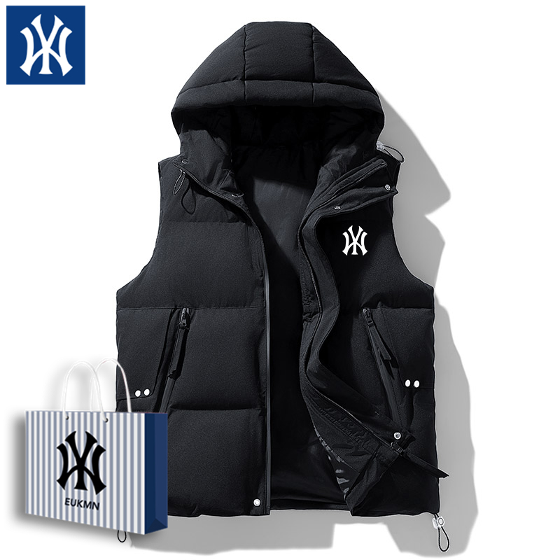 奥莱新款冬季连帽子羽绒马甲男潮流保暖马夹外穿坎肩防水防风外套