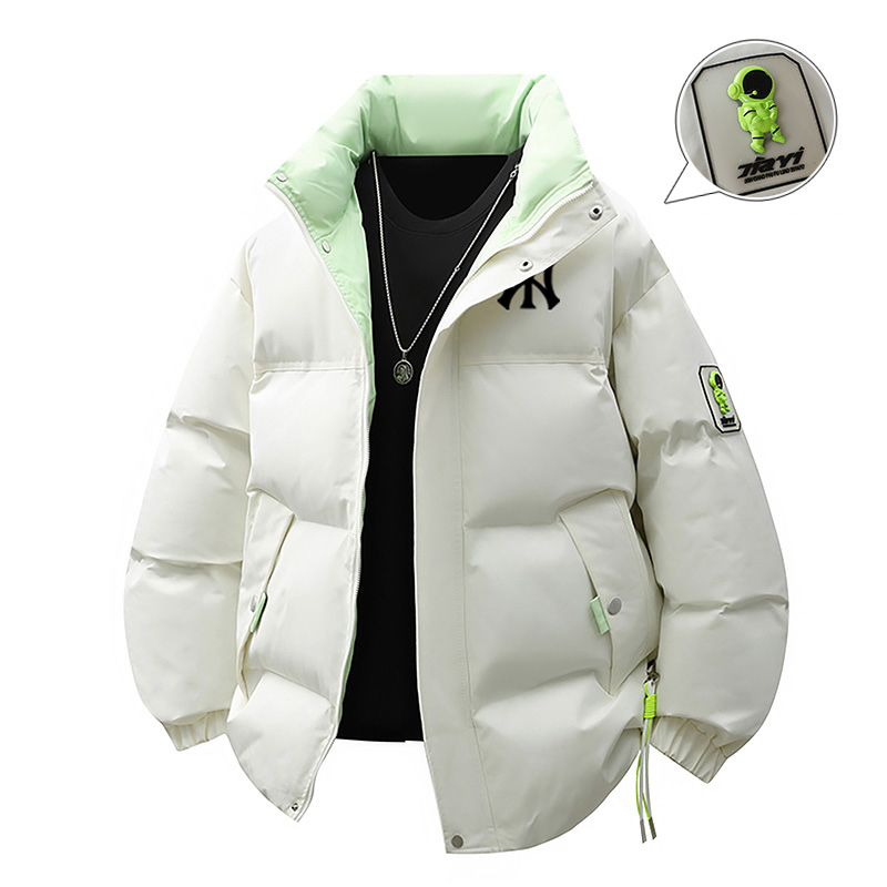 奥莱联名简约百搭羽绒服男士冬季白鸭绒加厚保暖拼色立领无帽外套