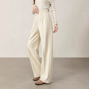 加厚直筒阔腿裤 PT7014 秋冬肌理感羊毛醋酸灰色休闲裤 新款