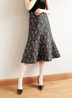 ARTIN徕倩提花高腰a字中裙鱼尾裙半身裙23秋季日常通勤百搭SK3886