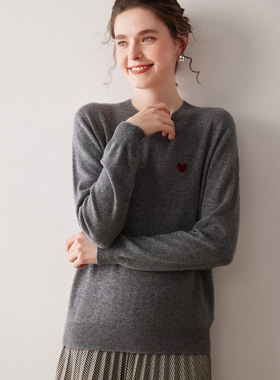 100%纯山羊绒衫女款圆领毛衣秋冬新款软糯套头打底 BM KT6178