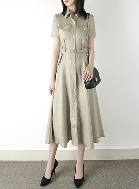 ARTIN徕倩气质中长款工装裙子女夏季职业连衣裙2023新款 OP5761-1