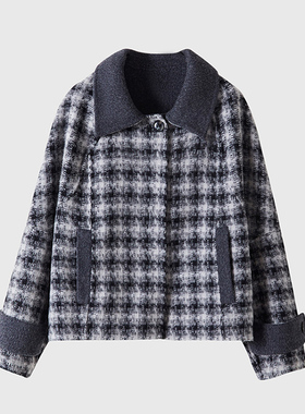 秋冬新款法式格纹羊毛双面呢大衣2025短款外套又酷又飒ZJ CO6986