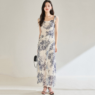OP6527 2025新款 女装 夏中国风吊带印花高级感连衣裙今年流行