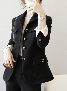 徕倩新品女高通勤气质小XIANG风高细支羊毛外套 JK3270