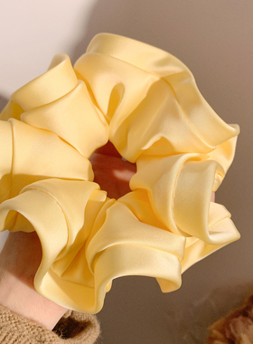 多巴胺黄色缎面大肠发圈女慵懒风温柔百搭头饰发绳扎头发韩系简约