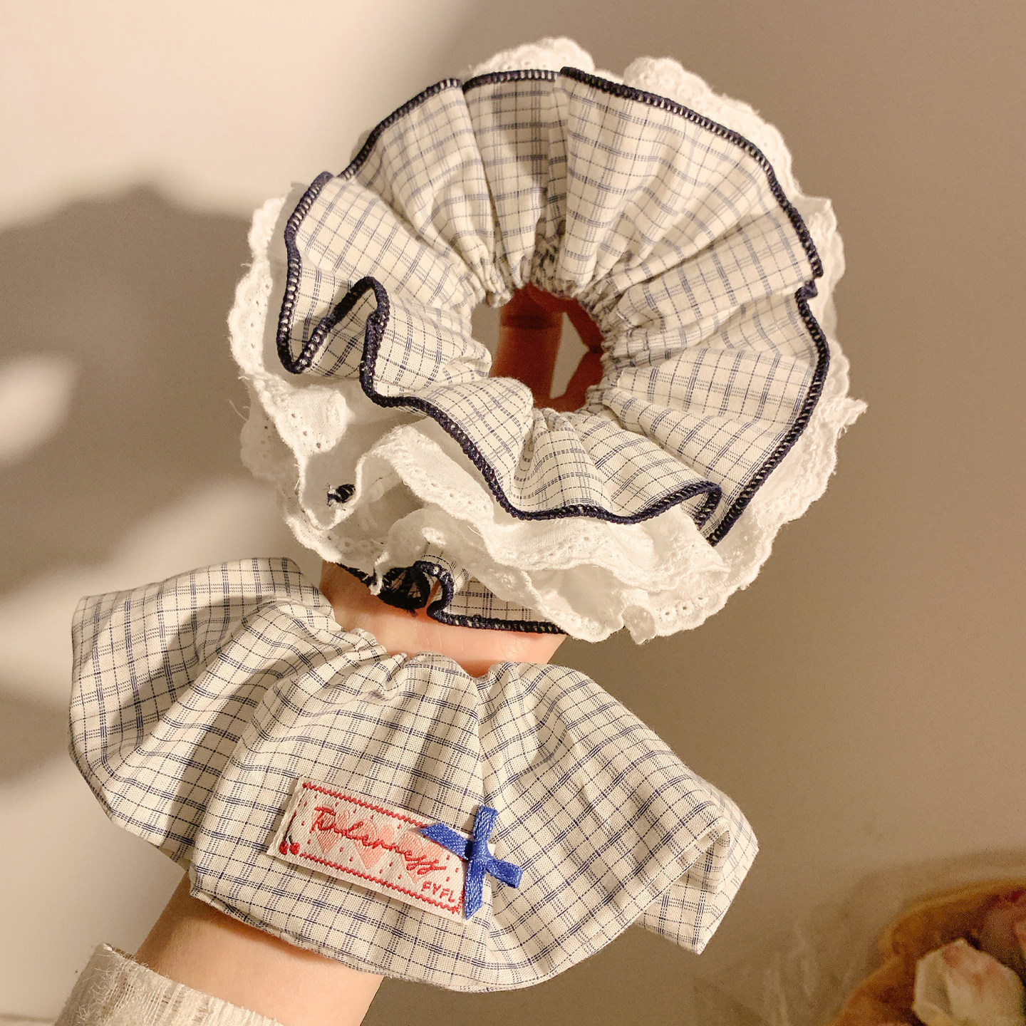 韩系复古格子蕾丝大肠发圈女高级感慵懒风气质头绳发饰超大扎头发,饰品/流行首饰/时尚饰品新,发饰,淘宝优惠券,粉丝福利购,淘宝优惠卷