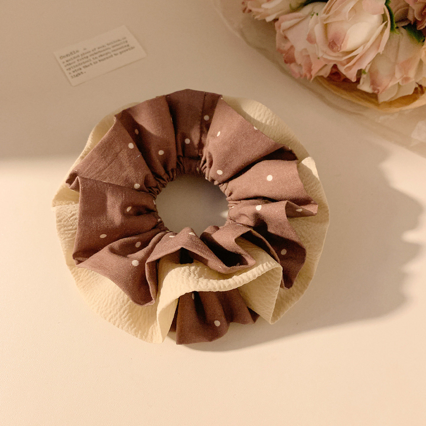 慵懒风咖色布艺波点大肠发圈女复古韩系气质小众头绳扎头发发饰,饰品/流行首饰/时尚饰品新,发饰,淘宝优惠券,粉丝福利购,淘宝优惠卷