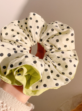 高级感百搭黄色波点双层大肠发圈女慵懒风韩系春夏季头绳发饰扎头