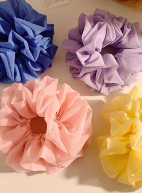 多巴胺彩色网纱双层大肠发圈女慵懒风气质小众头饰发绳扎头发超大