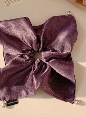 中式韵味~紫色蝴蝶方巾大肠发圈女高级感气质复古头绳发饰扎头发