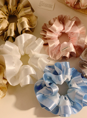 多巴胺缎面大肠双层发圈女高级感慵懒风复古头饰发绳扎头发超大号