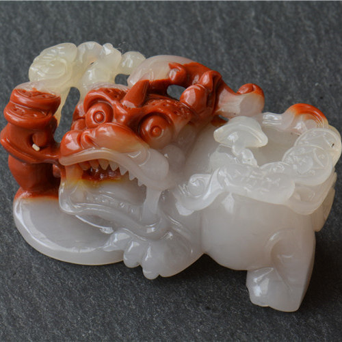 云南天然黄龙玉三色精雕霸王貔貅手把件小摆件手工雕刻阴阳眼带证