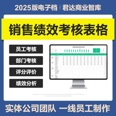2025销售绩效考核excel表格系统部门人员总监助理岗位KPI月度模板