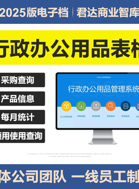 2025年行政办公用品管理excel表格系统采购统计盘点明细查询管理