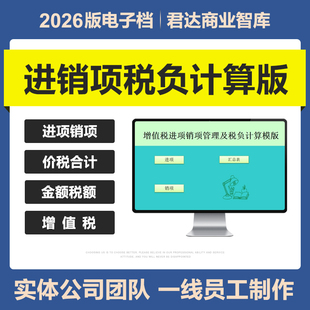 2026年增值税进项销项管理及税负税额计算excel表格系统价税函数