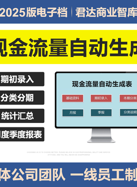 2025年企业现金流量表自动生成excel表格财务会计分类月季度报表