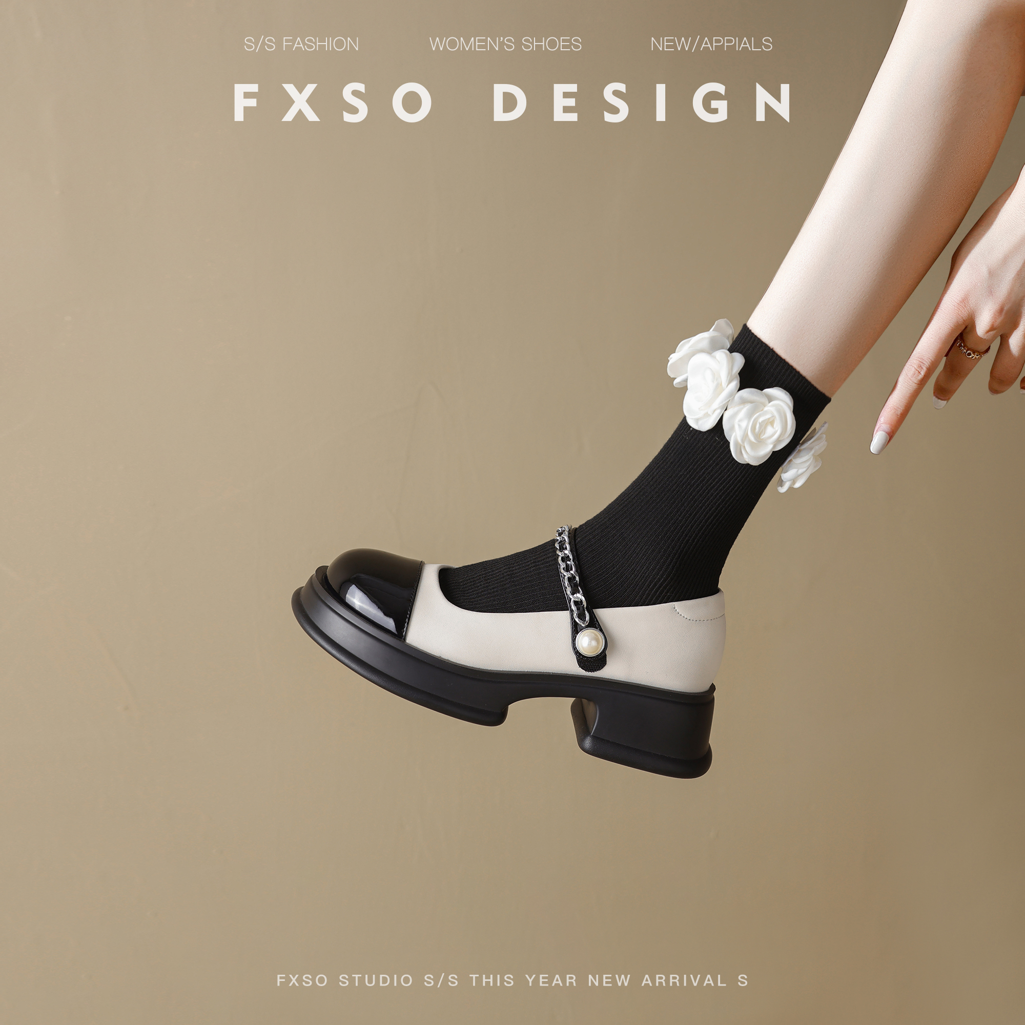 FXSO方巷新款真皮玛丽珍小皮鞋