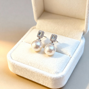 小方糖耳钉正圆强光澳白耳钉2026新款锆钻时尚感s925纯银耳饰