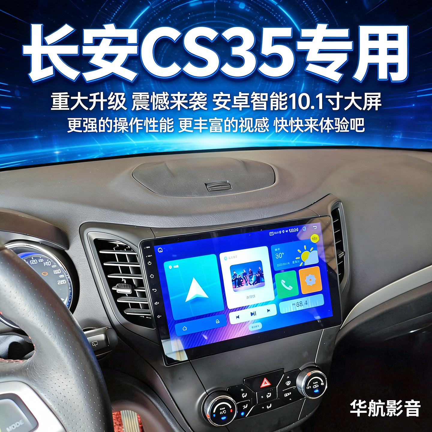 适用于长安新老款CS35安卓智能高清大屏竖屏导航仪一体机改装后视