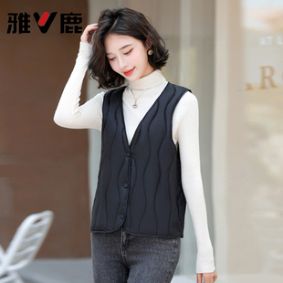 雅鹿羽绒马甲女轻薄2025年冬季新款内穿贴身大衣内搭V领背心内胆