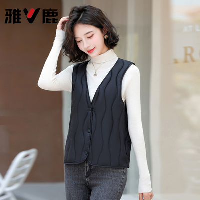 时尚短款V领白鸭绒羽绒马女