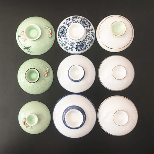 三才盖碗盖子龙泉青瓷白瓷青花