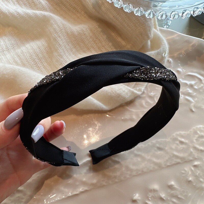 原版优雅高颅顶水钻发箍通勤外出气质麻花编织发卡头箍高级感头箍