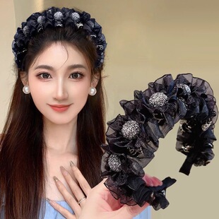 【原版】韩版水钻蝴蝶结发箍女2026年新款宽边头箍发卡高频顶头饰